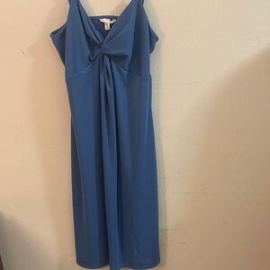 H&M Teal-Blue Midi Knot-Front Dress
